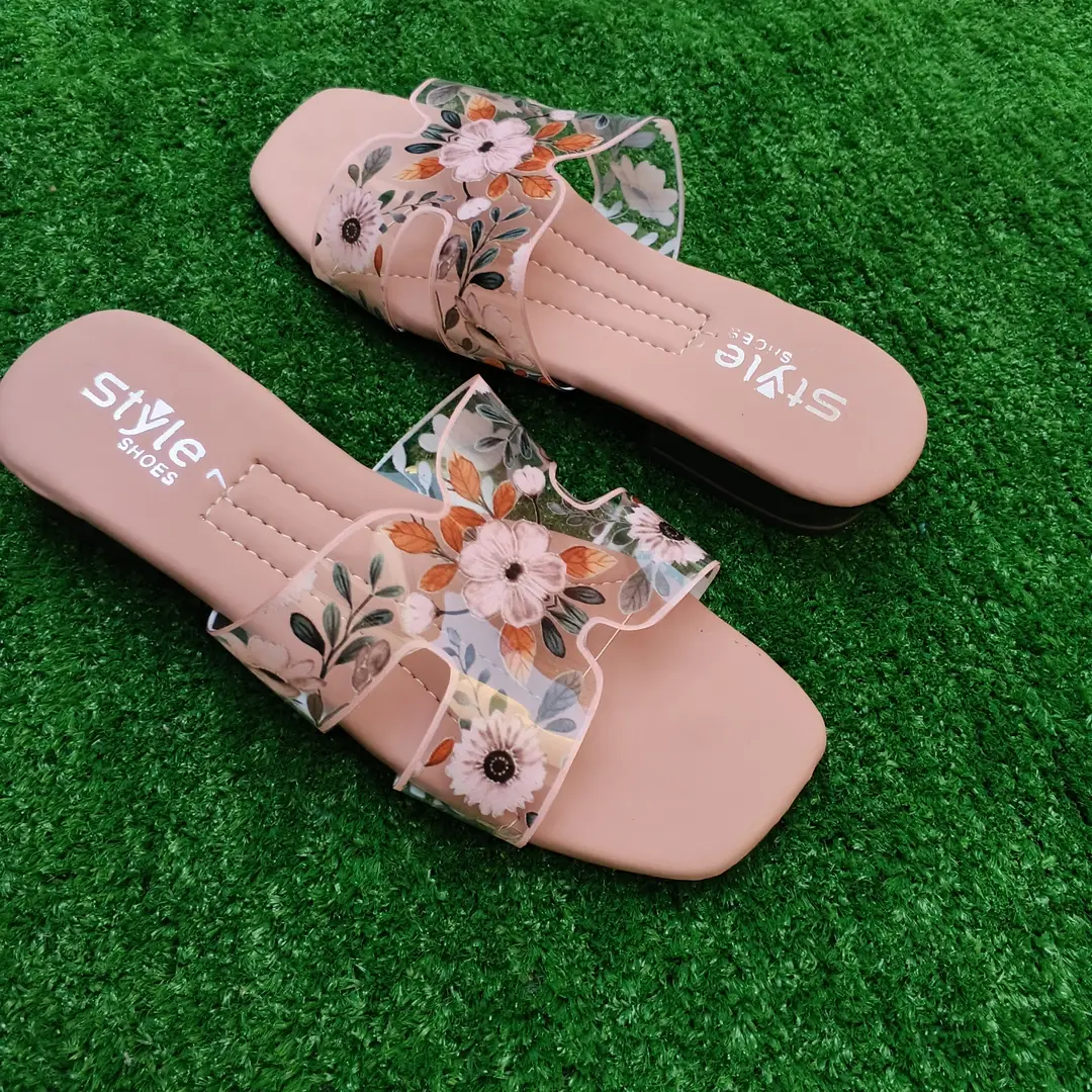 Women's Synthetic Leather Fancy Flats — Pink Rhinestone - Image 3