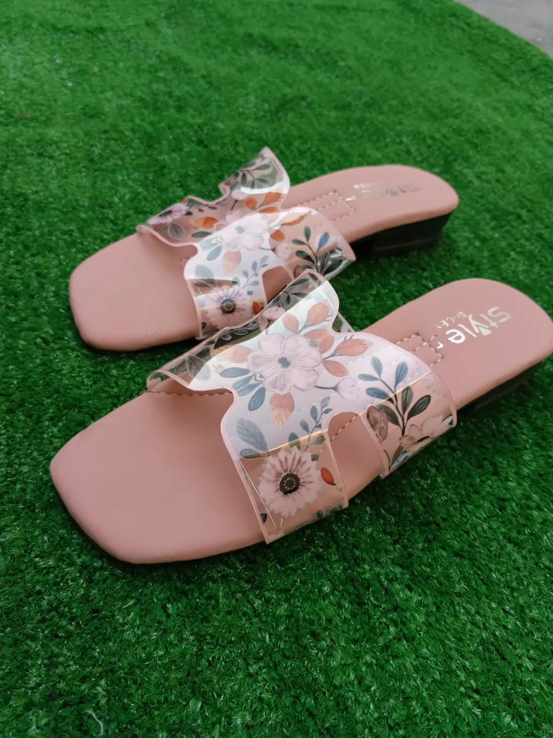 Women's Synthetic Leather Fancy Flats — Pink Rhinestone - Image 4