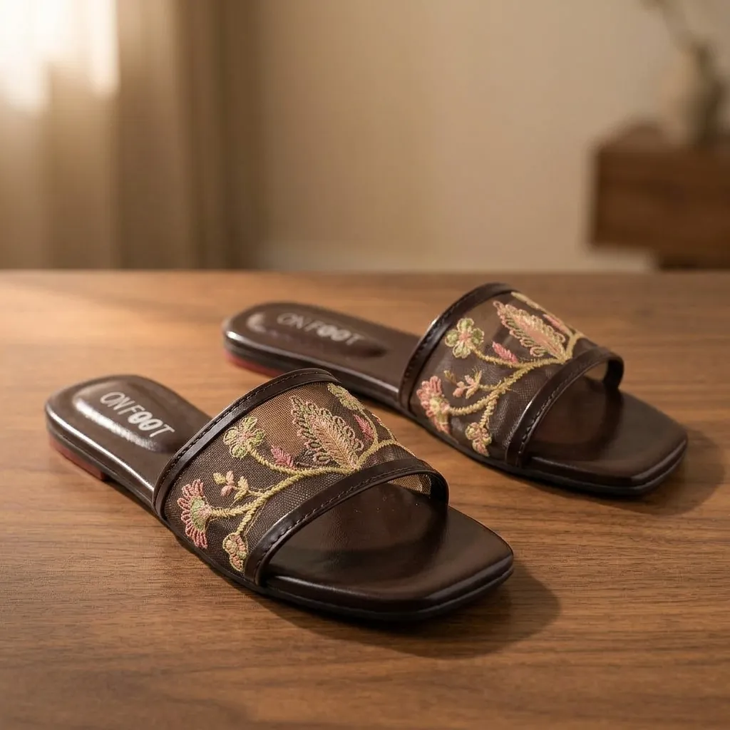 Celeste Embroidered Sliders - Image 6