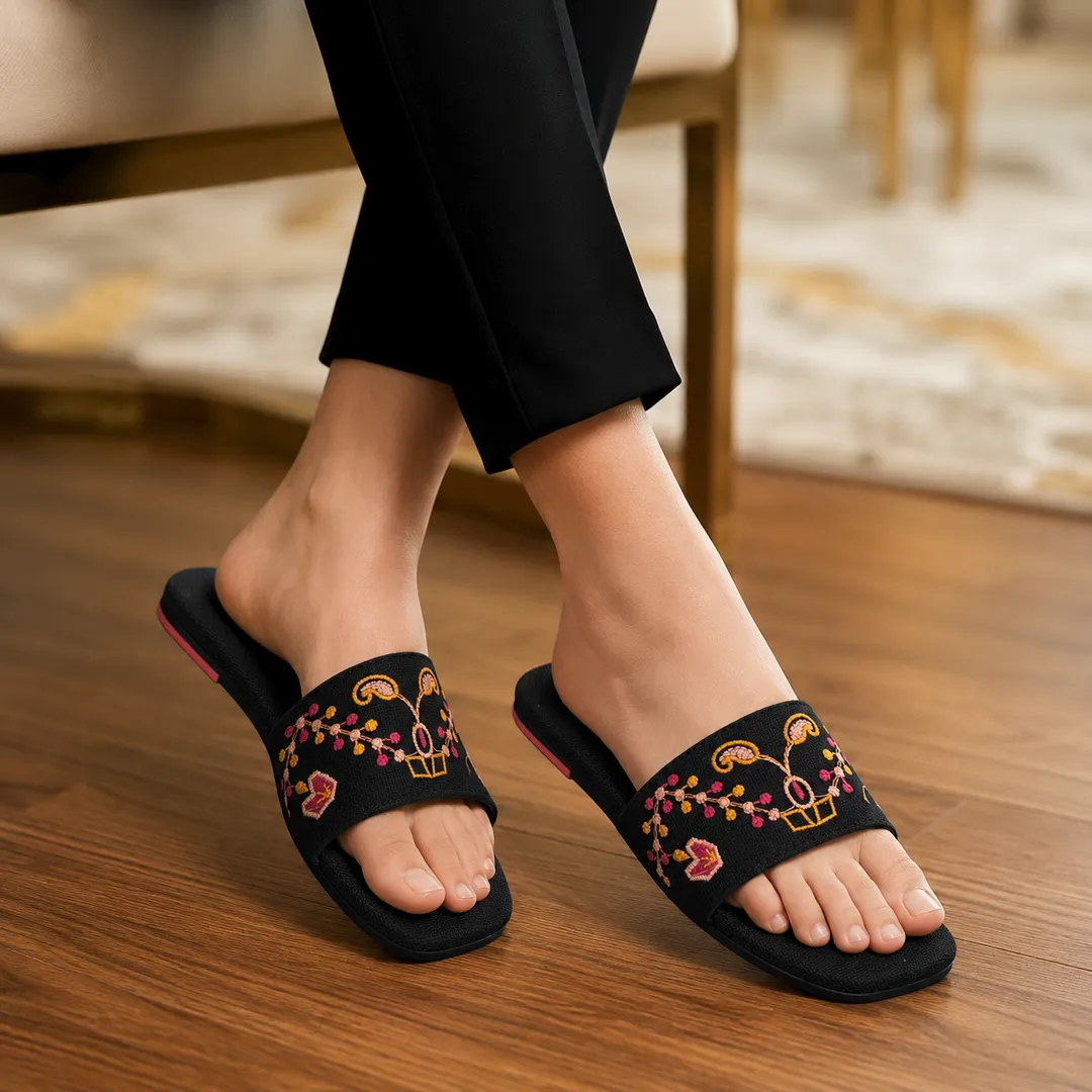 Velora Threadwork Comfort Slides - Image 2