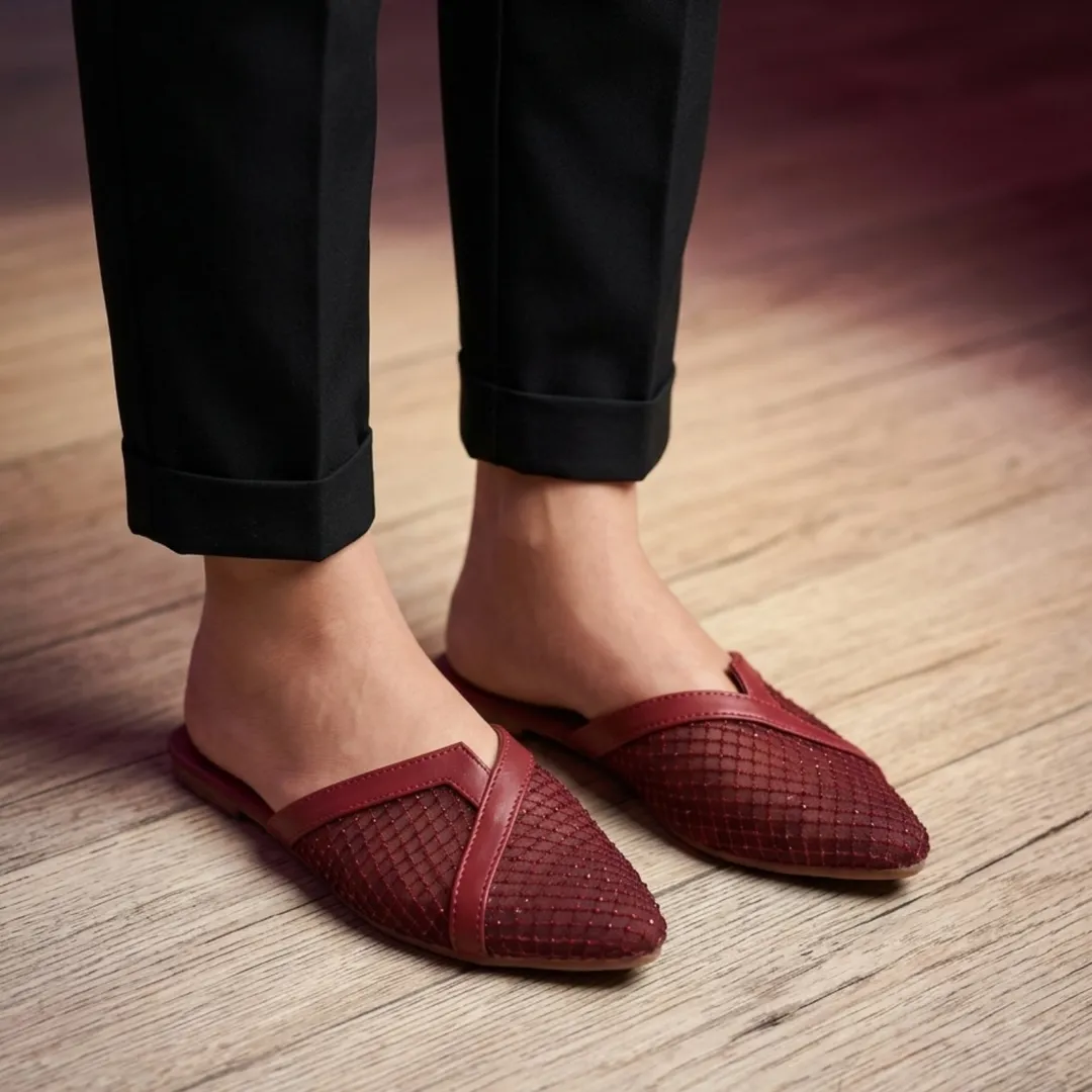 Blush Mesh Point Mules - Image 8